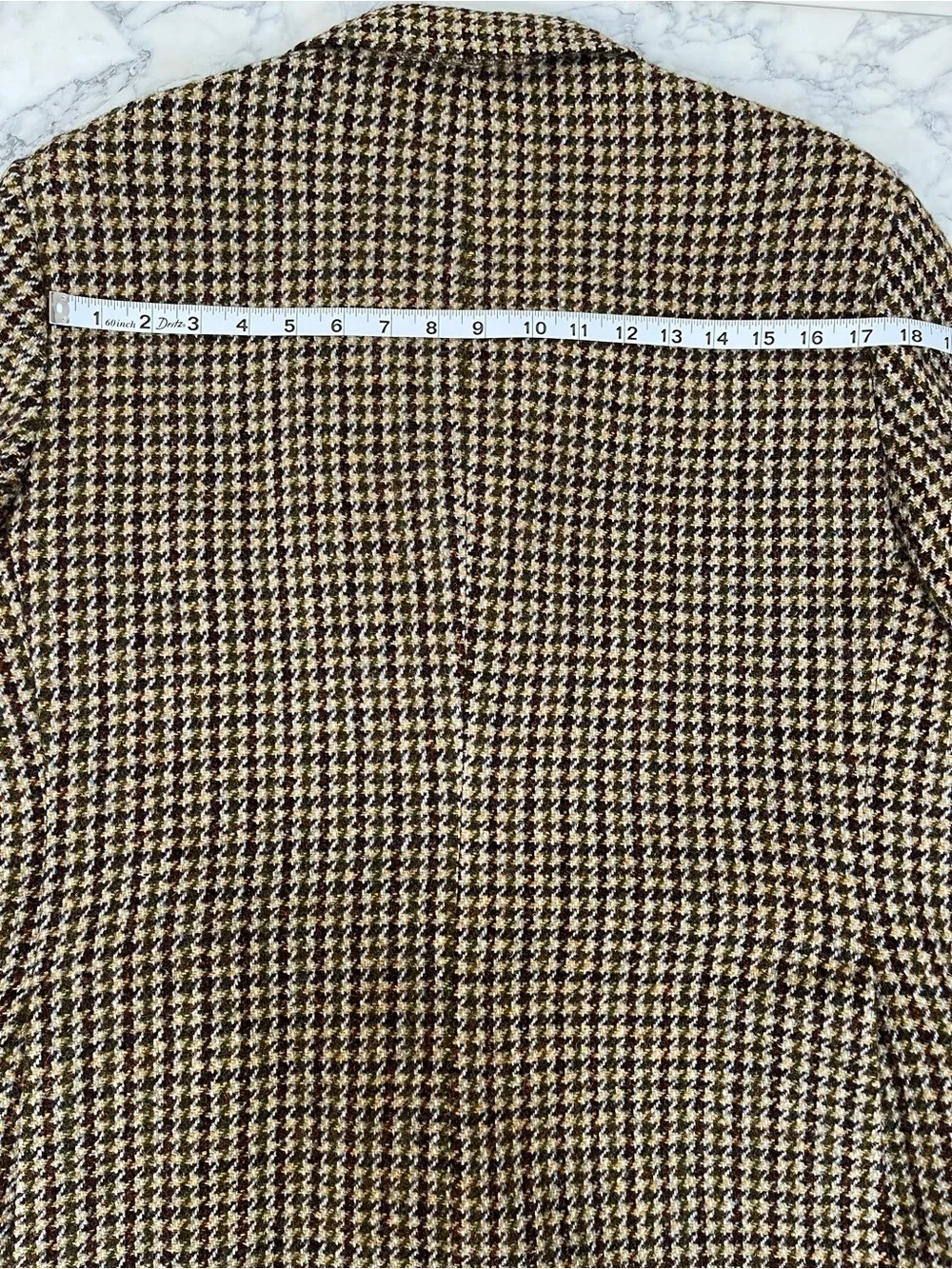 Vintage Harris Tweed Scottish Wool Blazer Sport Coat Houndstooth Brown Green 42S